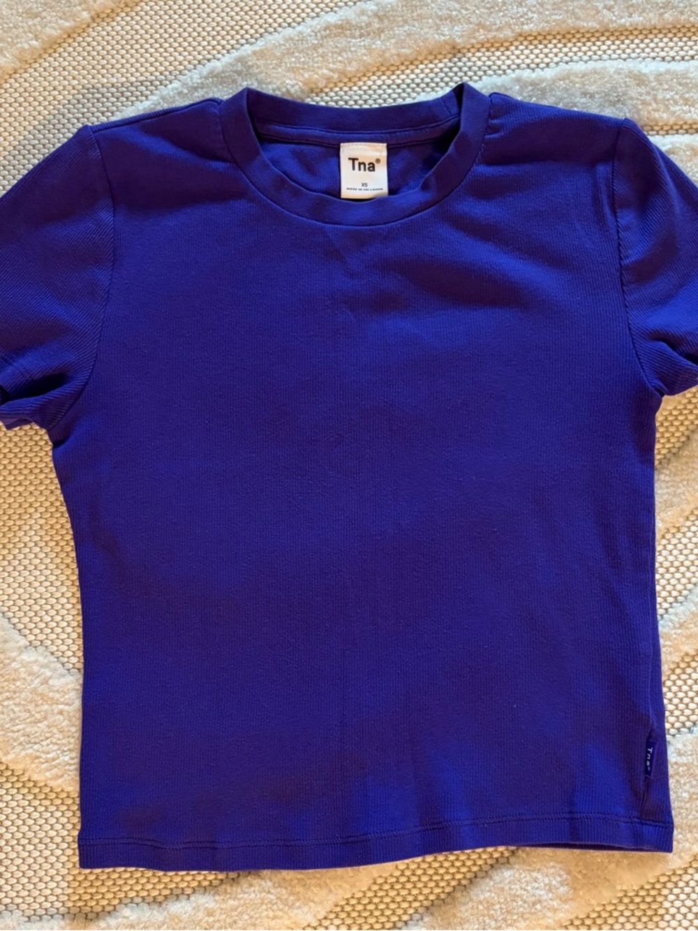 ARITZIA TNA Ribbed Baby Tee Short Sleeve Fitted T-Shirt Grape Purple Cotton XS